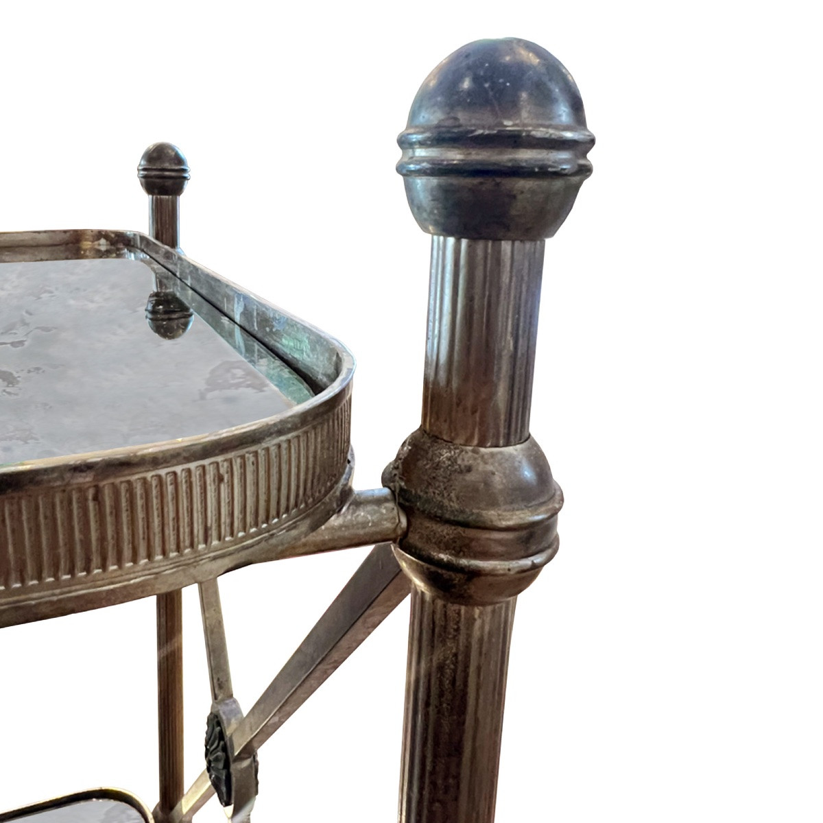 Large Mid-century French Bar Cart With Eglomise Glass-photo-1