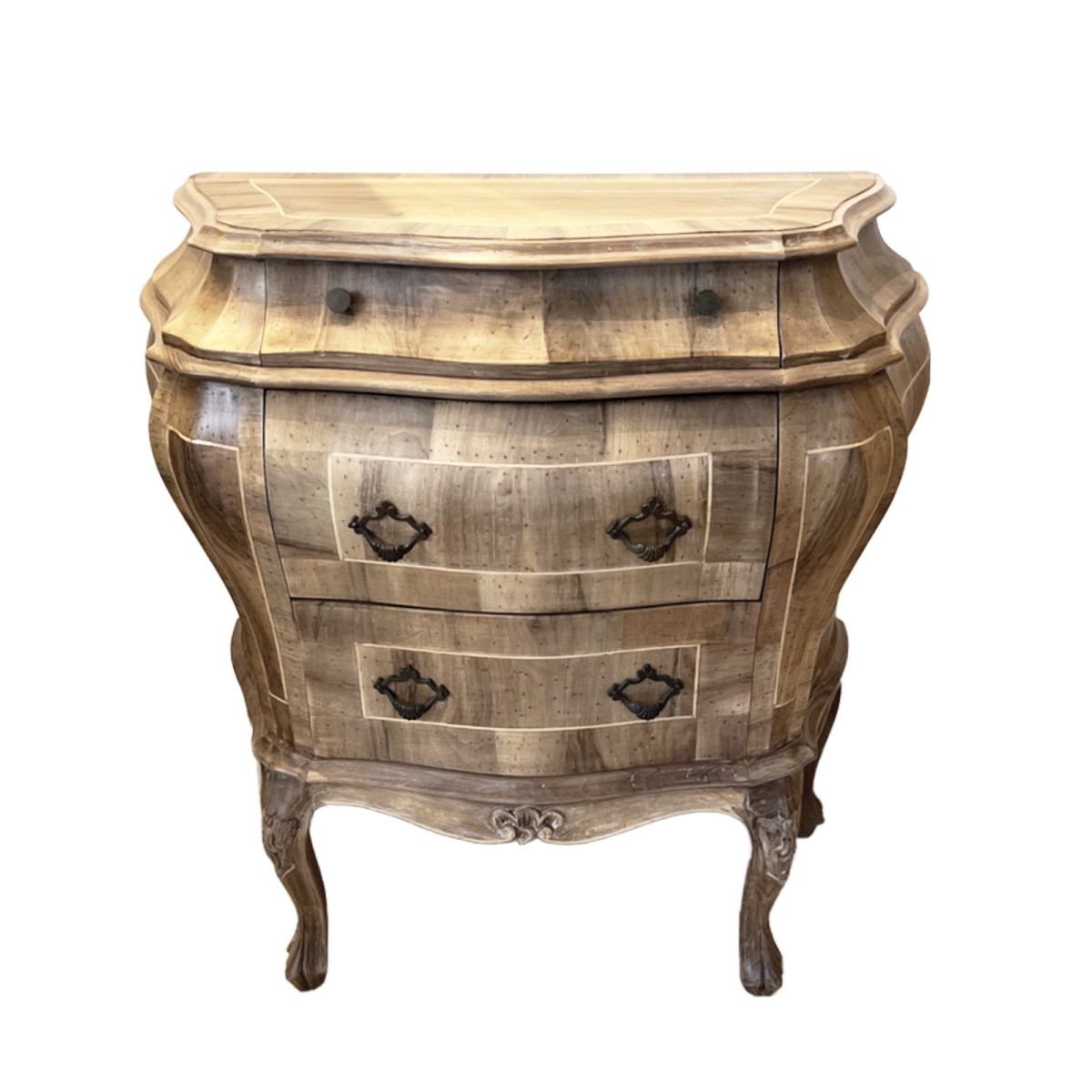 Pair Of 18th Century Italian Style Bombe Commodes-photo-1