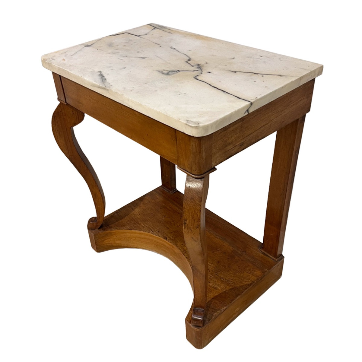 Petite console du XIXe siècle avec plateau en marbre-photo-1