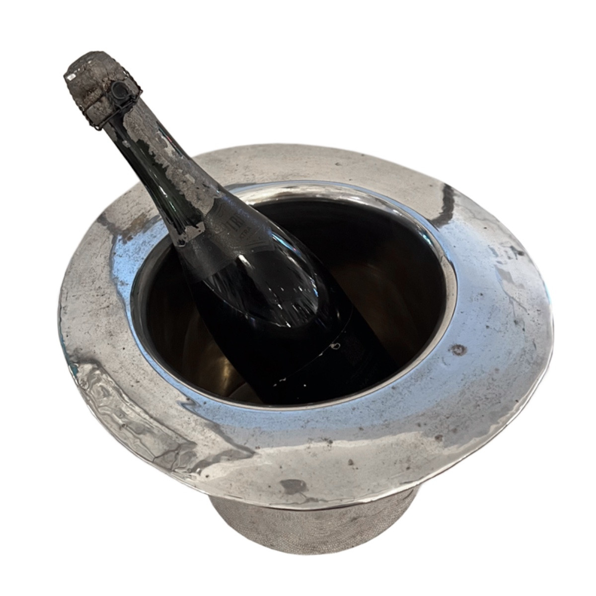 Seau à champagne haut-de-forme en métal argenté anglais des années 1960-photo-4