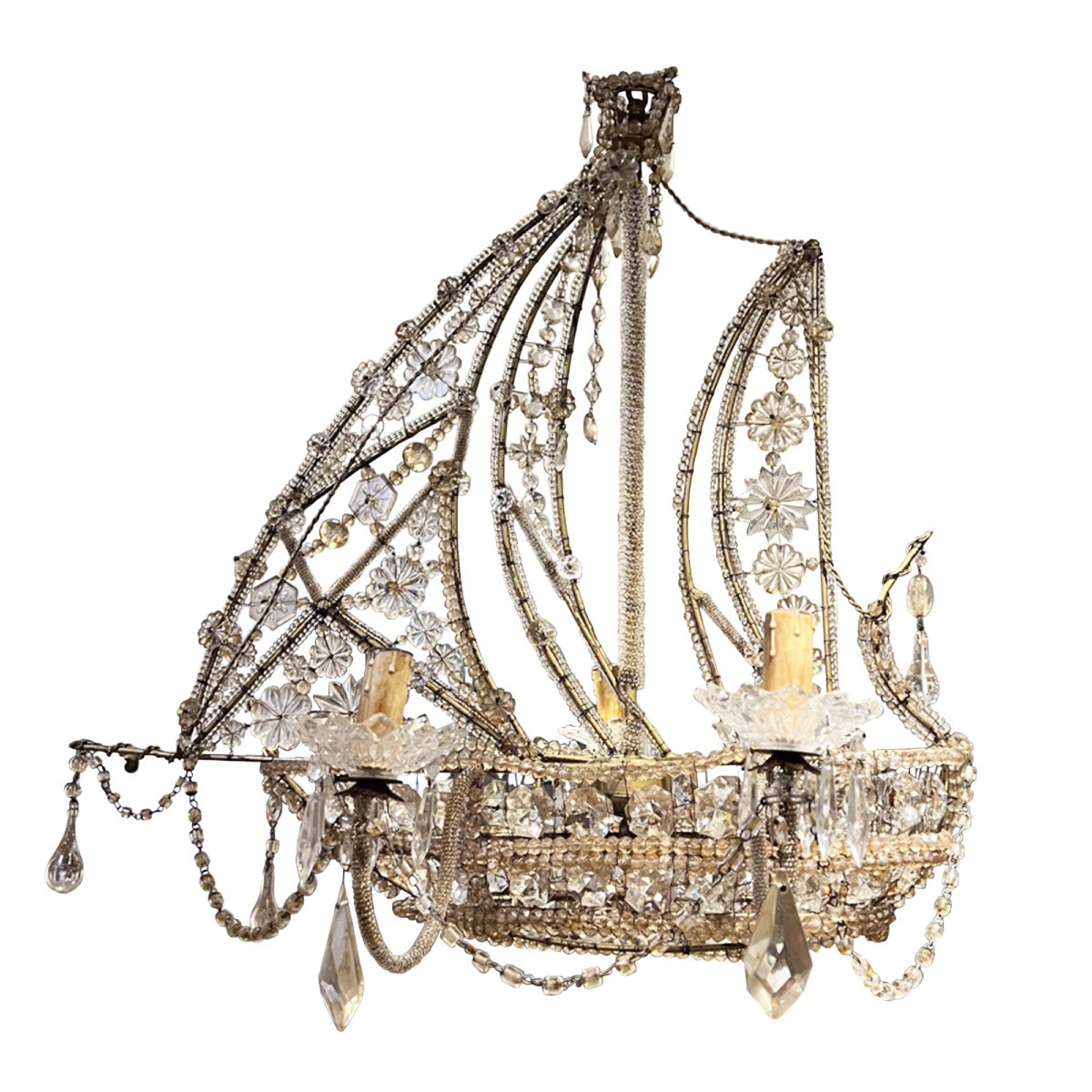 Italian Ship's Chandelier From The 1950s-photo-5