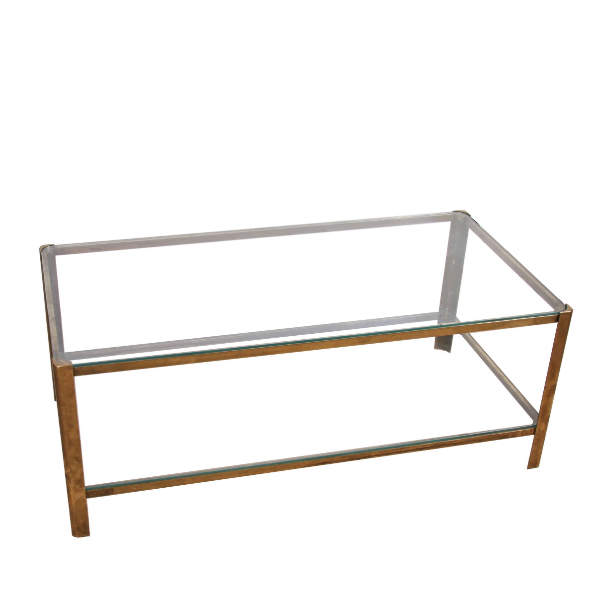 Midcentury Brass And Glass Two-tiered Coffee Table, Designed By Jacques Théophile Lepelletier-photo-1