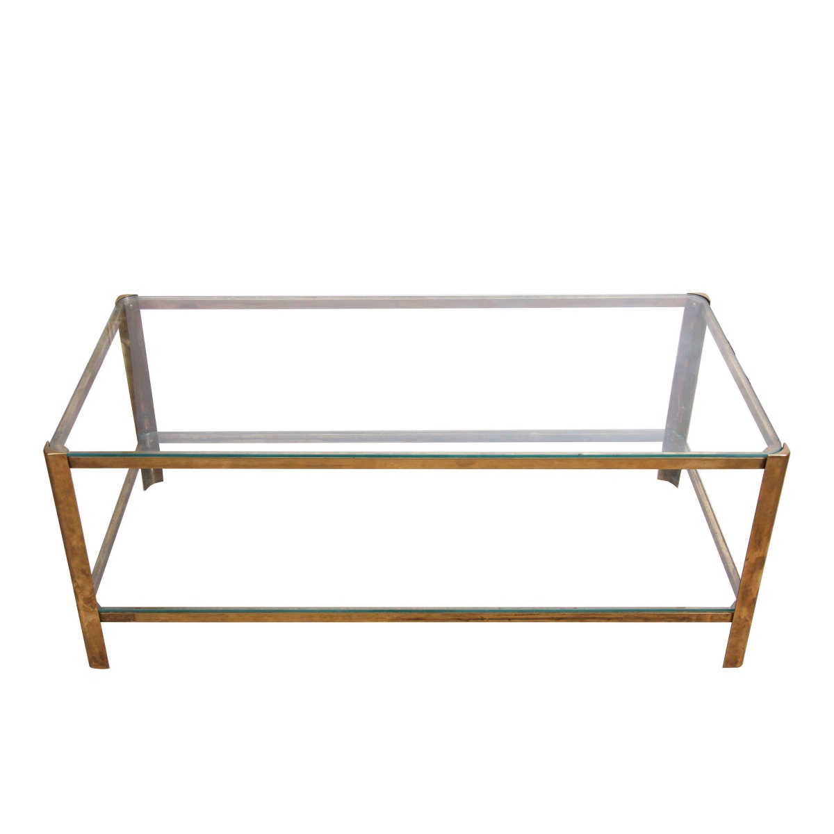 Midcentury Brass And Glass Two-tiered Coffee Table, Designed By Jacques Théophile Lepelletier-photo-2