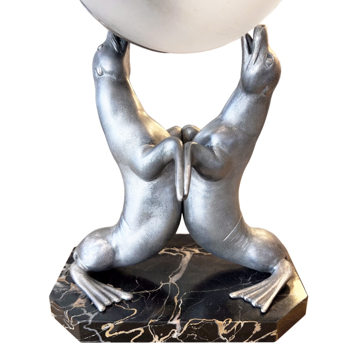 Decorative Table Lamp With Two Buckets Balanced On A Ball, France, 1930s-photo-1