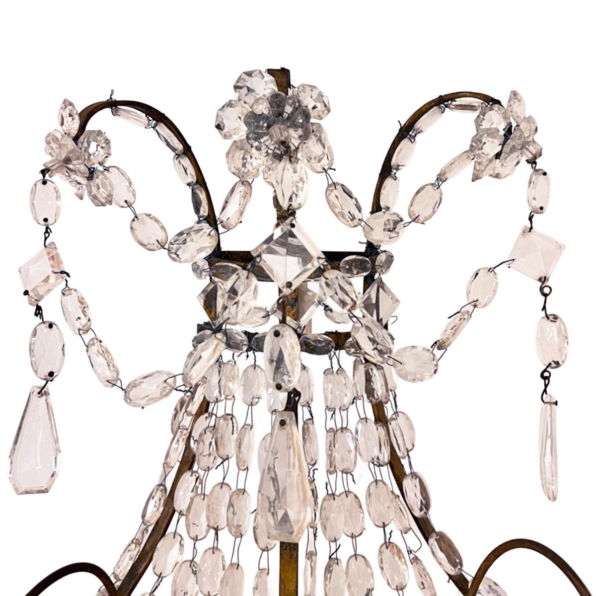  Pair Of French Three-arm Wall Sconces In Gilt Metal And Glass, Dating From The 1920s-photo-1