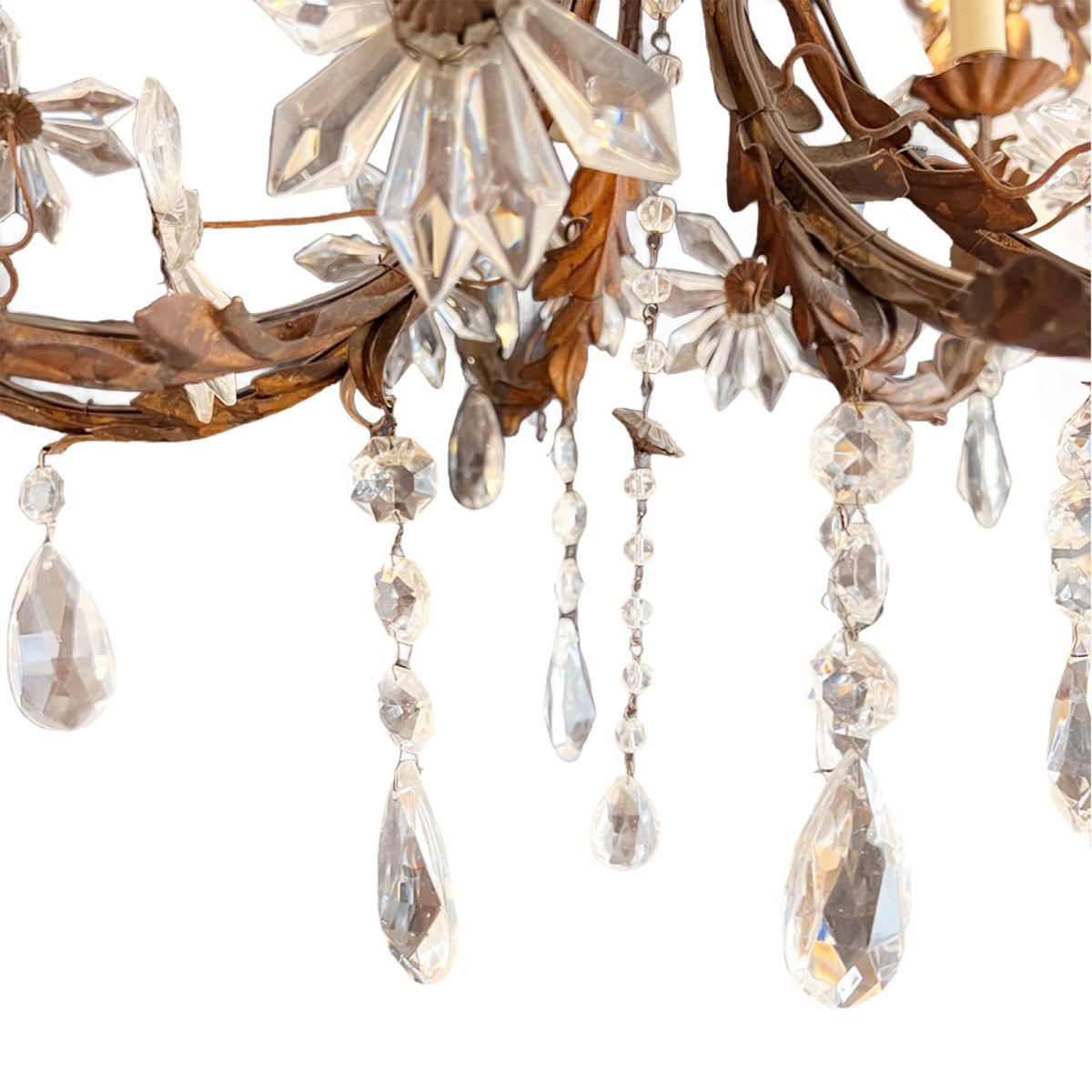 1920s Large French Decorative Chandelier With Six Arms And Floral Motifs-photo-3