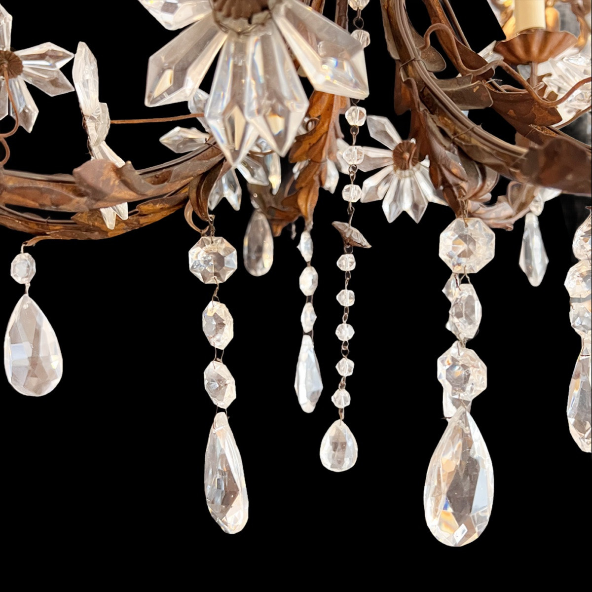 1920s Large French Decorative Chandelier With Six Arms And Floral Motifs-photo-7