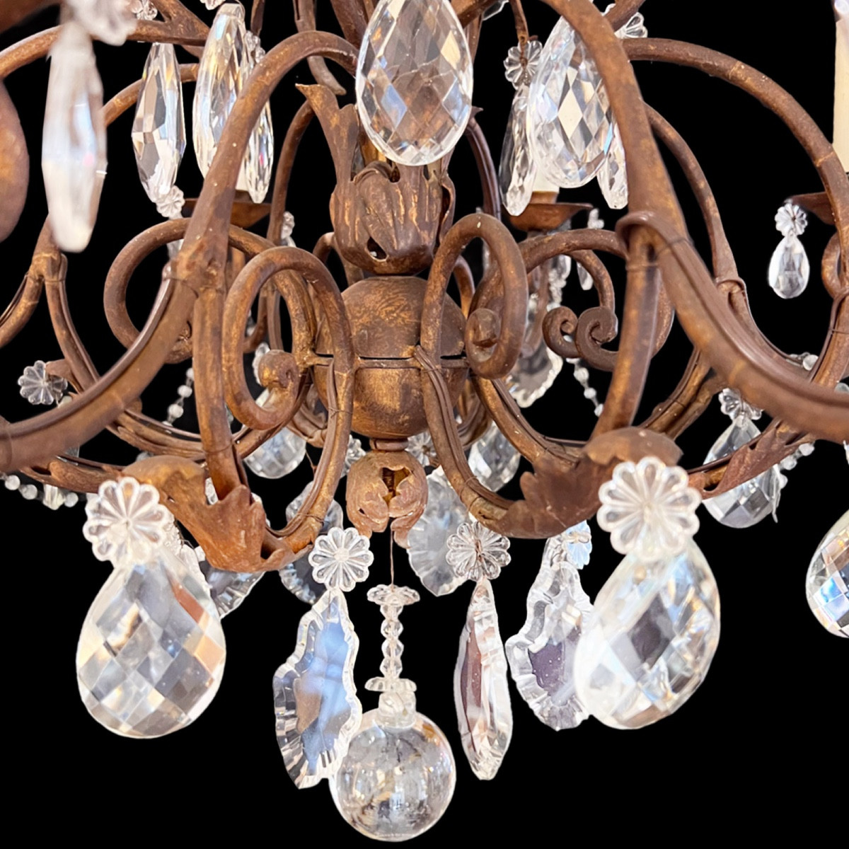 1920sdecorative French Chandelier In Metal And Glass With Eight Arms-photo-2