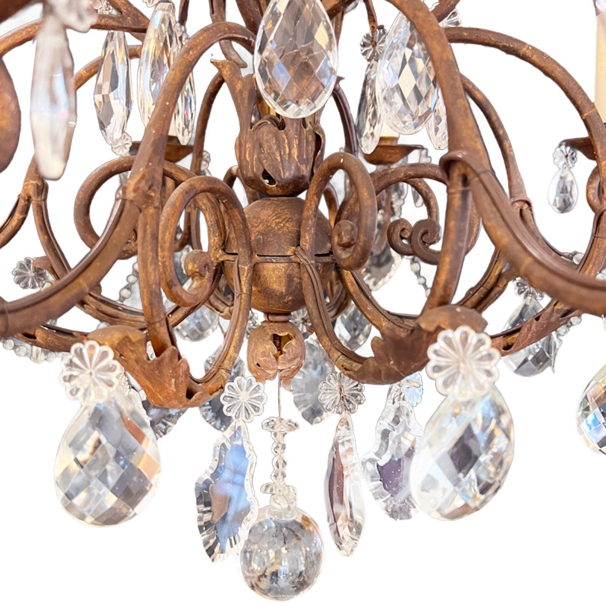1920sdecorative French Chandelier In Metal And Glass With Eight Arms-photo-2