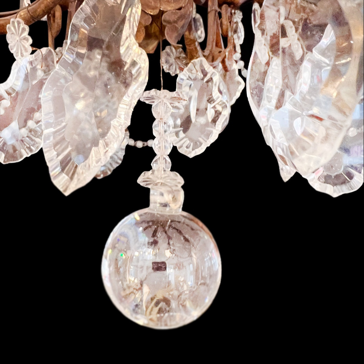 1920sdecorative French Chandelier In Metal And Glass With Eight Arms-photo-7