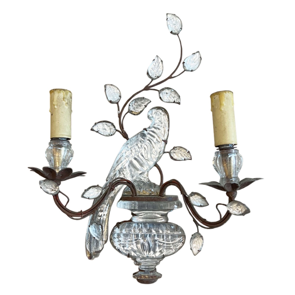 Paire d'appliques murales Maison Baguès avec décor perroquet et urne-photo-3
