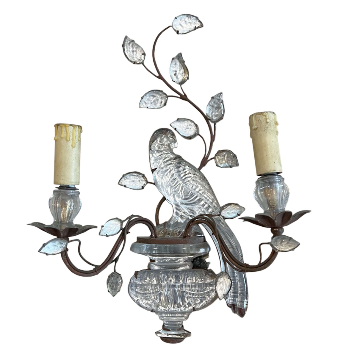 Paire d'appliques murales Maison Baguès avec décor perroquet et urne-photo-4