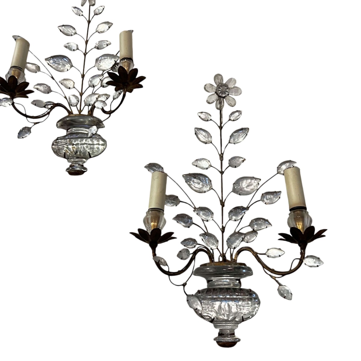  Paire d'appliques murales Maison Baguès avec fleurs et urnes-photo-4