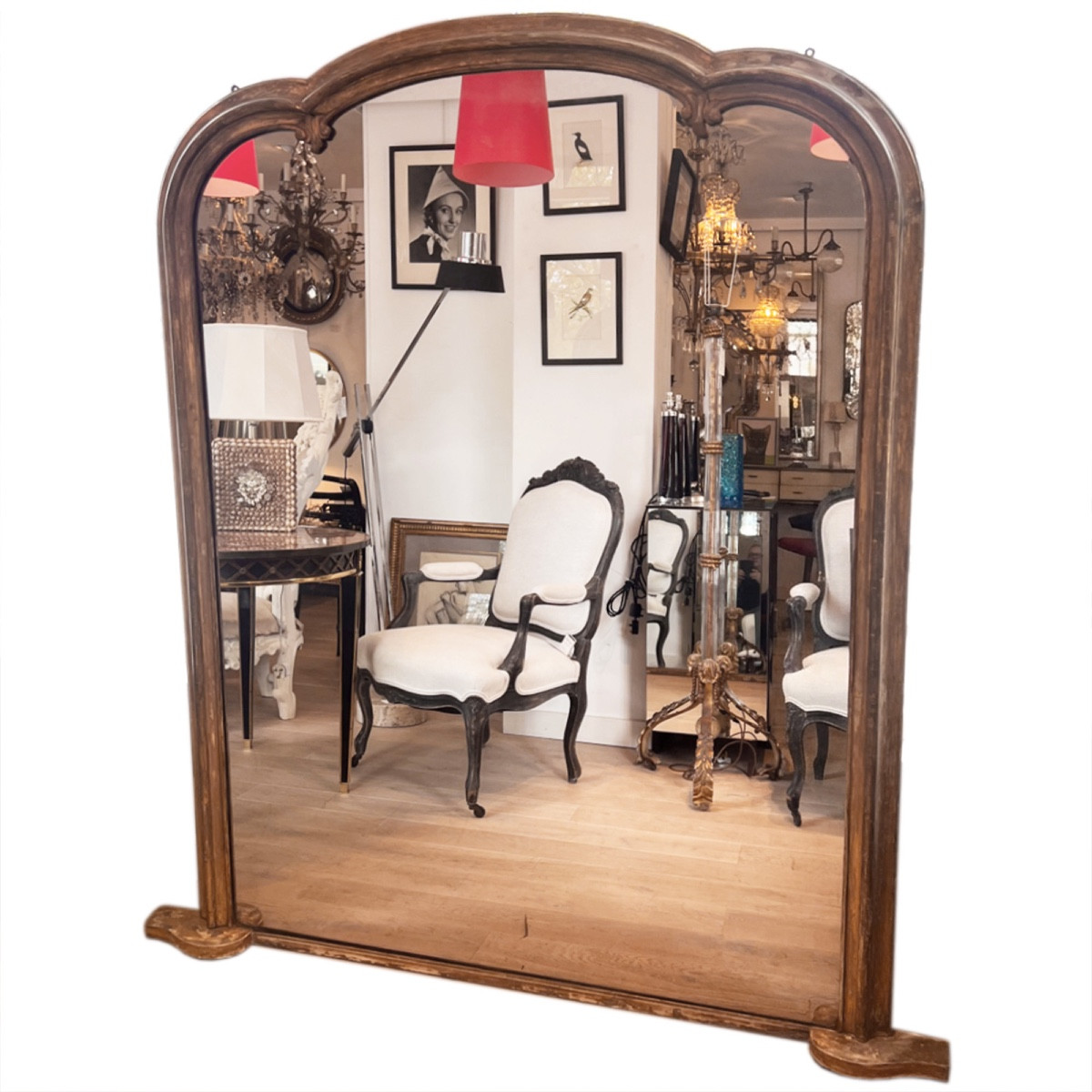 Grand miroir de cheminée français de la fin du XIXe siècle-photo-2