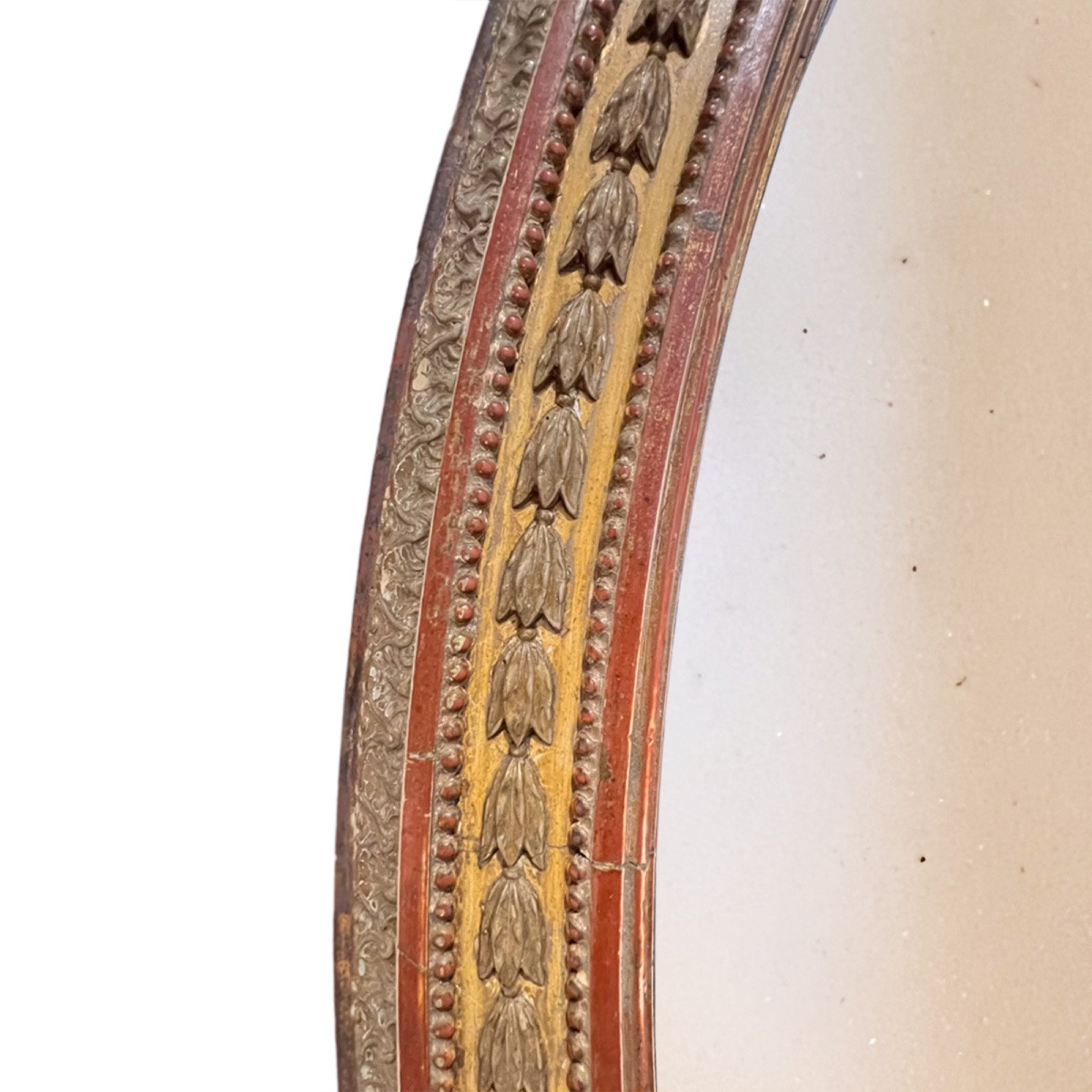 Miroir ovale anglais du XIXe siècle en bois doré avec verre mercurisé d'origine-photo-1