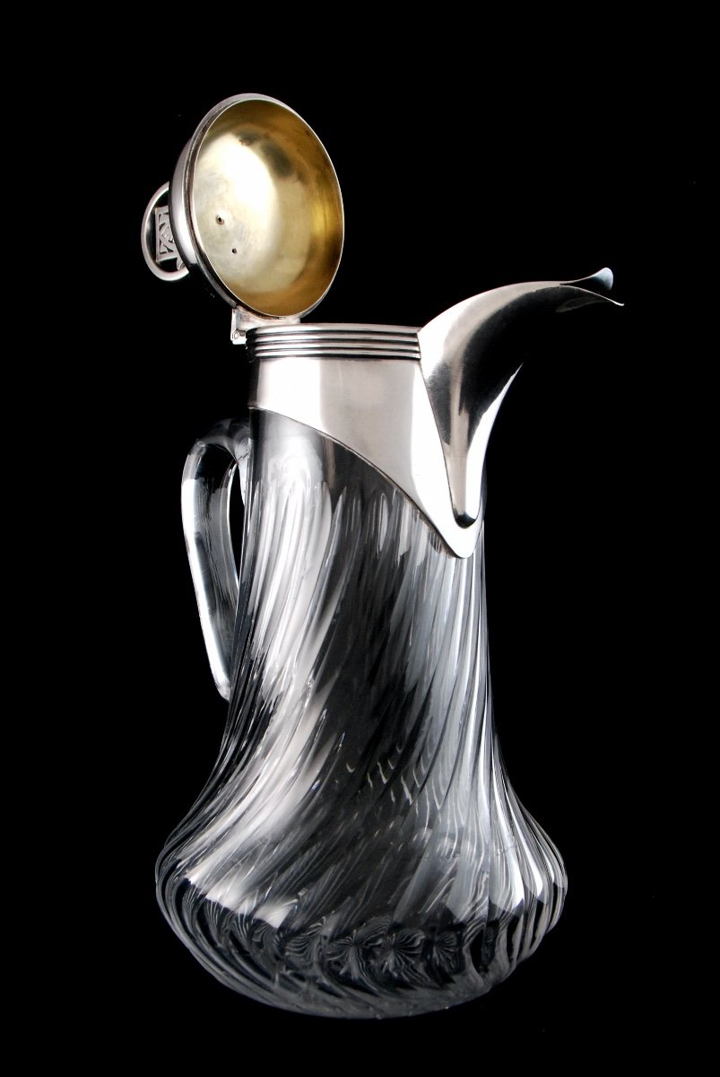 Leitão & Irmão - Art Deco Period Sterling Silver And Crystal Decanter-photo-2