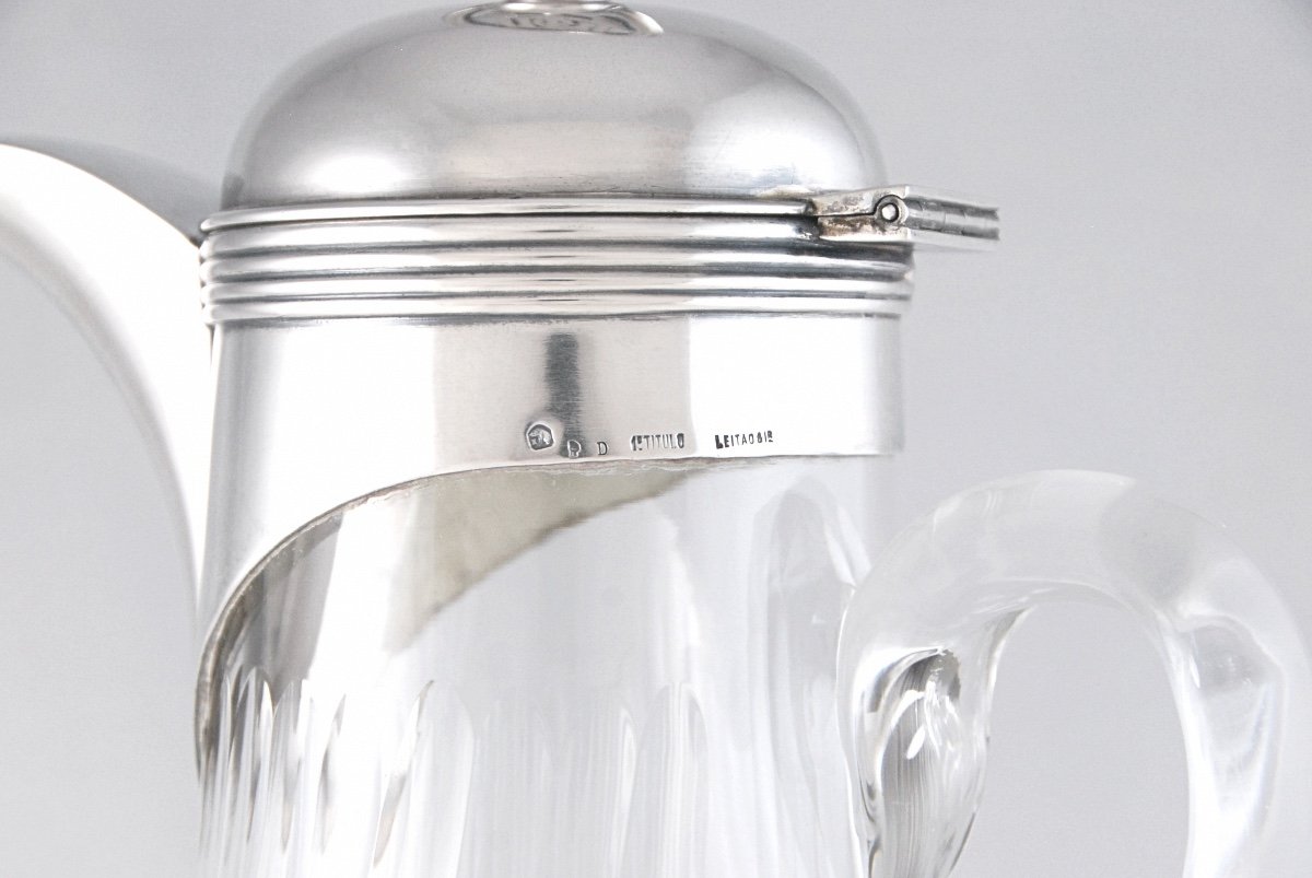 Leitão & Irmão - Art Deco Period Sterling Silver And Crystal Decanter-photo-2
