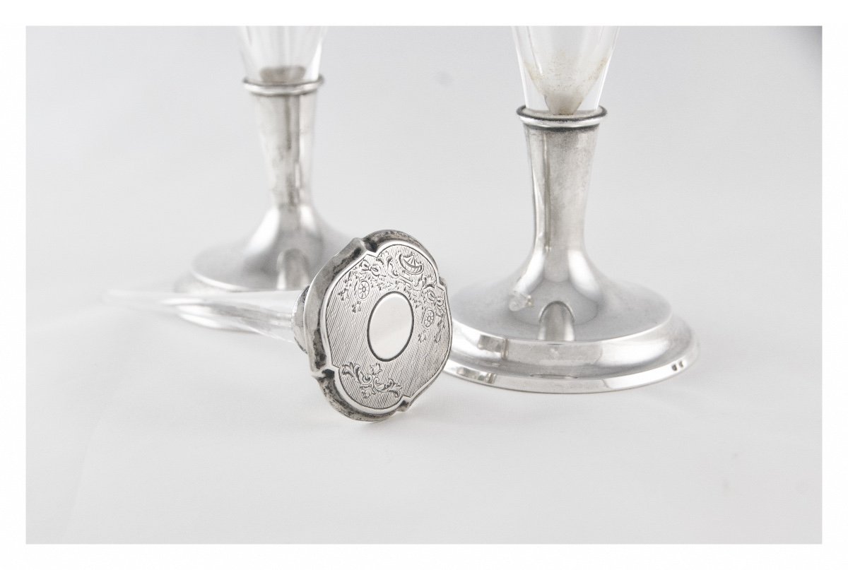 WILLIAM B. KERR & Co - Paire de flacons à parfum en argent sterling et cristal taillé, XIXe s.-photo-2