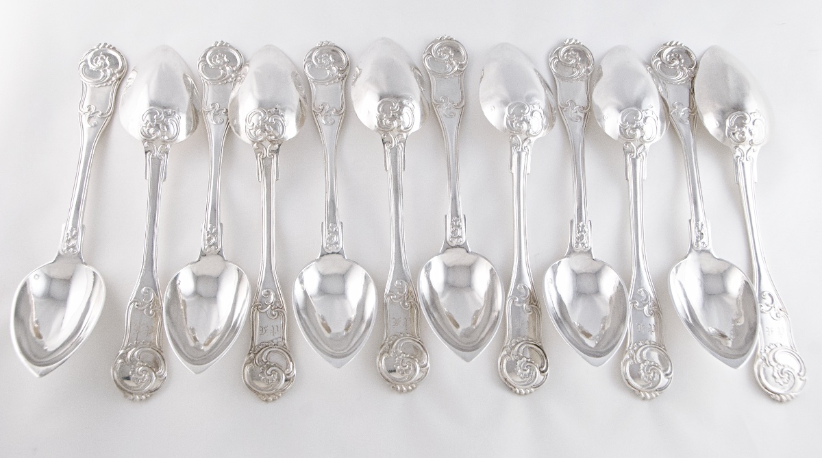 Queillé And Béguin For Odiot - Sterling Silver Cutlery Set For 12, Paris Circa 1847-photo-3