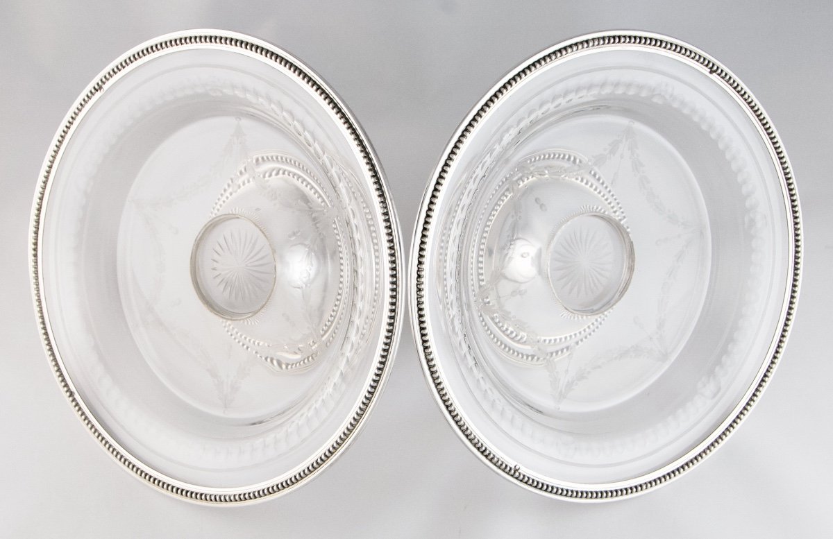 Pair Of Louis XVI Style Sterling Silver Mounted Crystal Lily Of The Valley Cups/dishes By Paul Foucard, Paris-photo-1