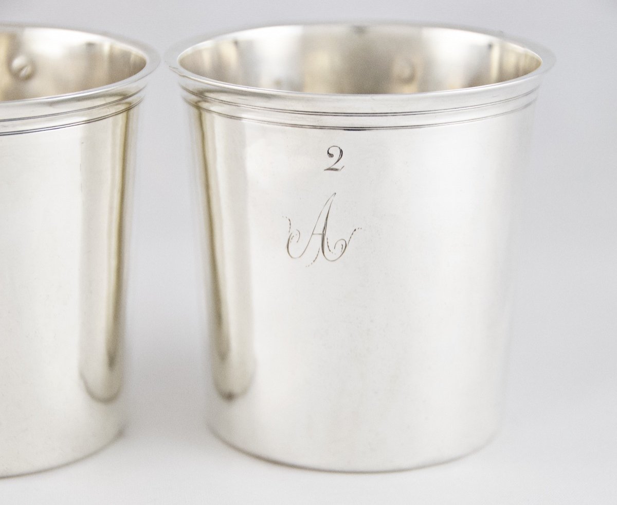 Paris 1819-1838 – Paire de timbales en argent massif aux armes marquisales par Rion, Vieillard-photo-2