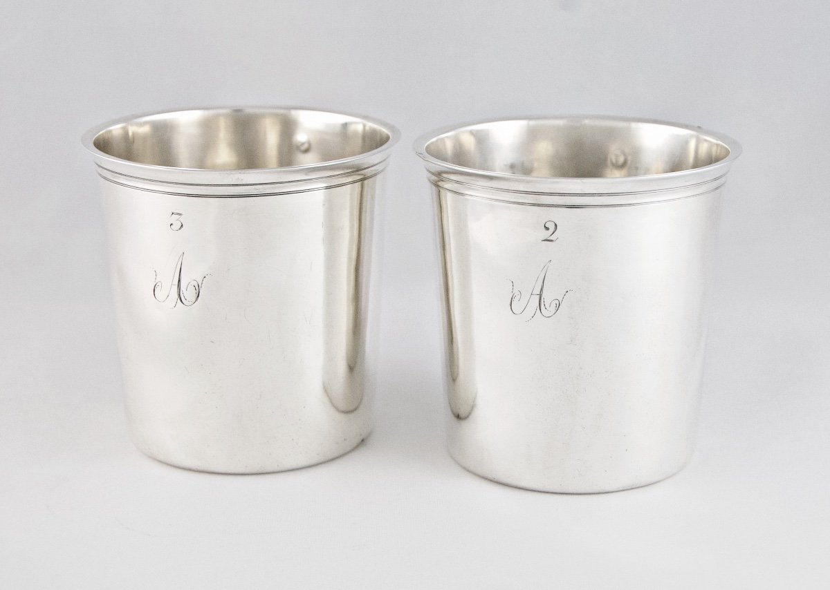 Paris 1819-1838 – Pair Of Solid Silver Timpani With Marquisal Arms By Rion, Vieillard