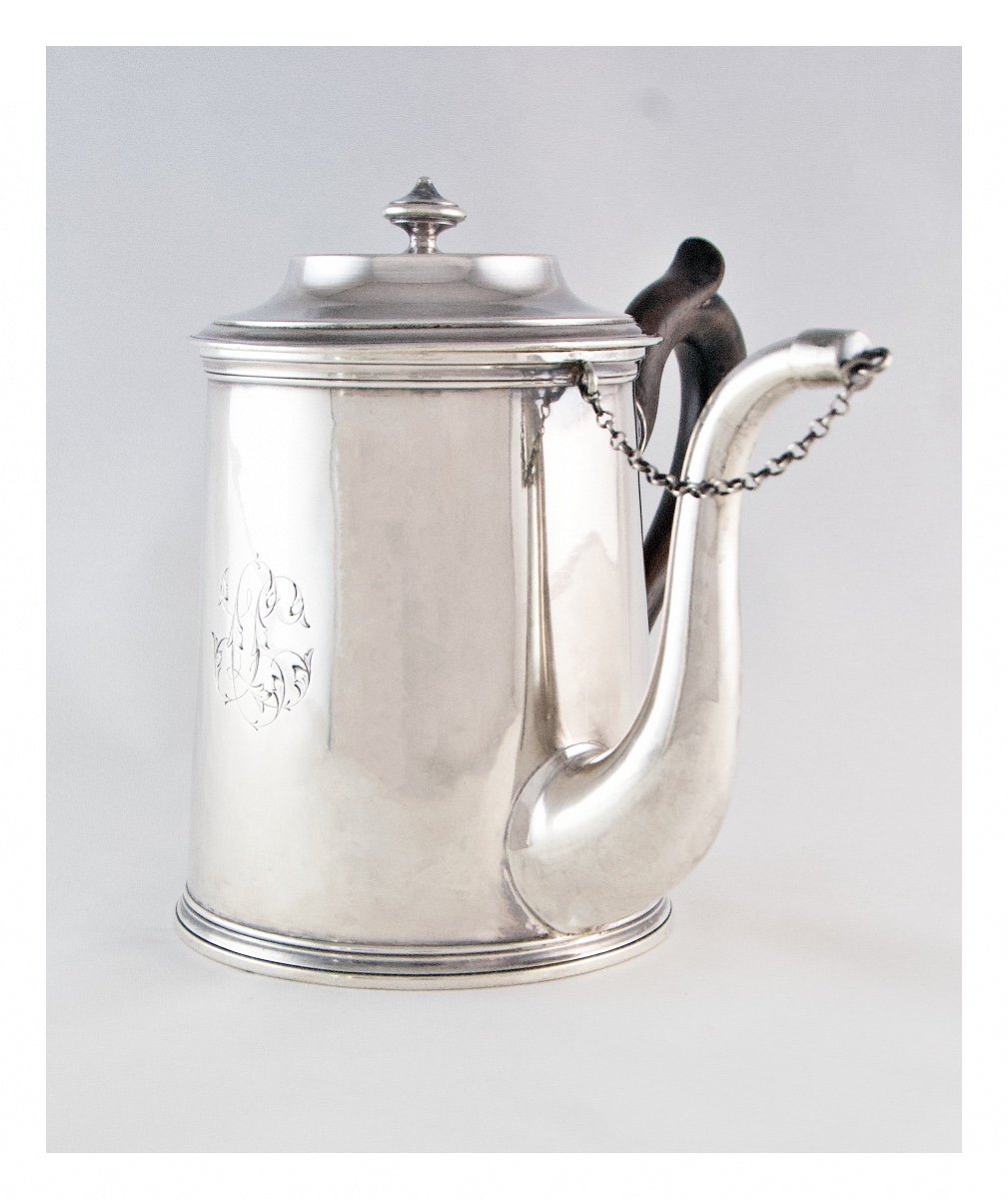 Sterling Silver « à La Du Belloy » Coffee Pot By Harleux, Paris 19th Century-photo-4