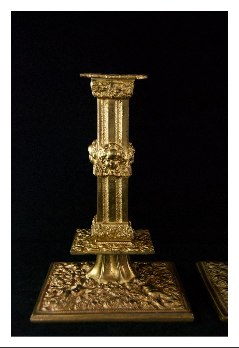 England - Pair Of Ormolu Torches Candlesticks "à La Financière"-photo-3