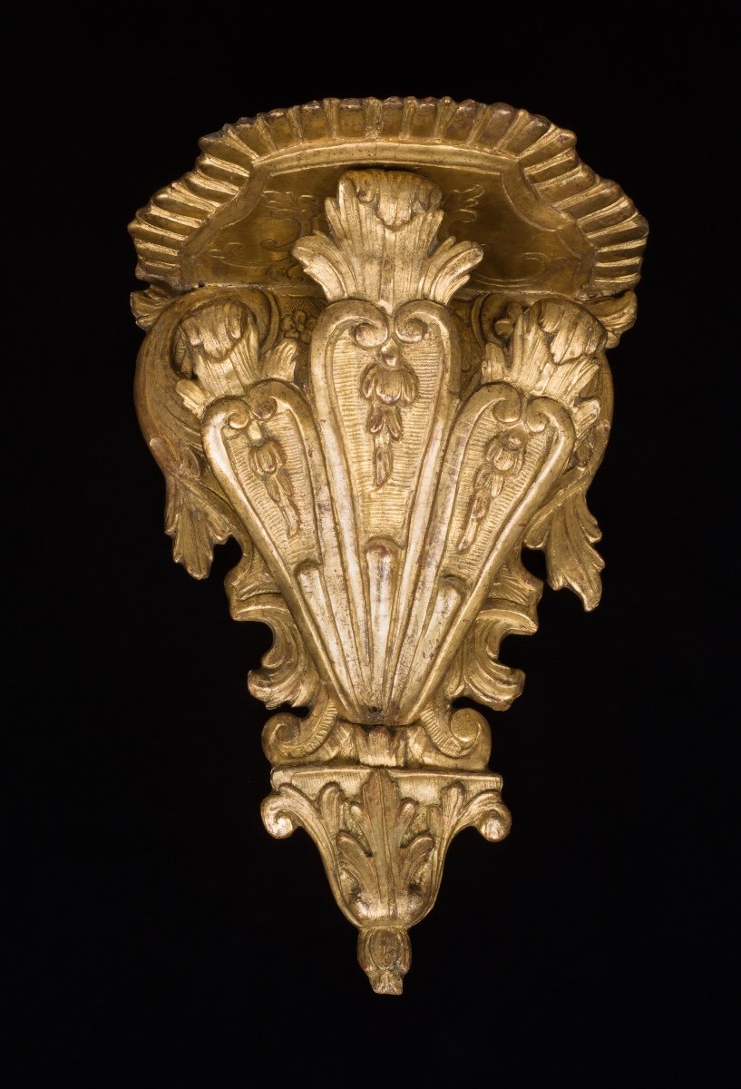 Carved And Gilded Wood Wall Console, Italy, Early 18th Century