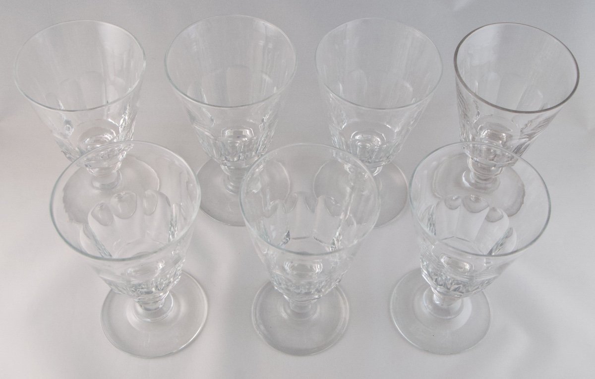 BACCARAT SAINT-LOUIS – Suite de 7 verres à eau ou vin en cristal, époque Louis-Philippe-photo-2