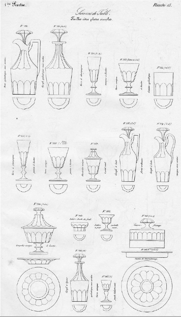 BACCARAT SAINT-LOUIS – Suite de 7 verres à eau ou vin en cristal, époque Louis-Philippe-photo-4