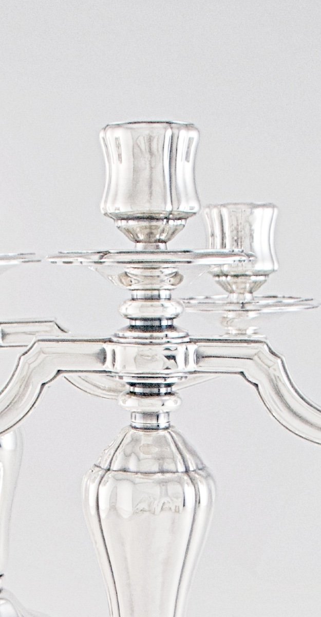 France - Pair Of Louis XV Style Candelabra In Silver Plated Metal-photo-4