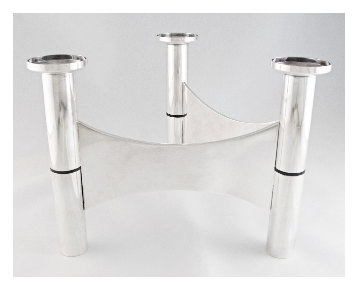 Roger Tallon For Ravinet d'Enfert Paris – Articulated Three-light Candlestick, C.1970-photo-1