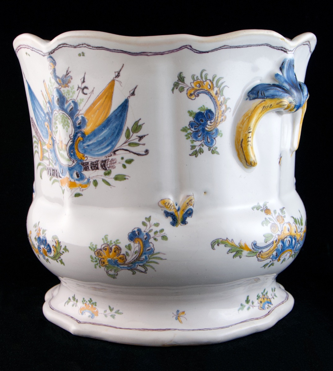 Moustiers - 18th C. Louis XV Wine Cooler, Trophy Decor Known As "de Fontenoy", -photo-2