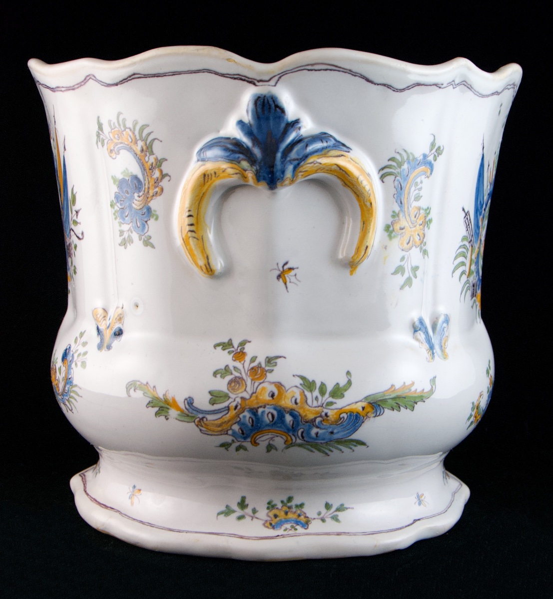 Moustiers - 18th C. Louis XV Wine Cooler, Trophy Decor Known As "de Fontenoy", -photo-3