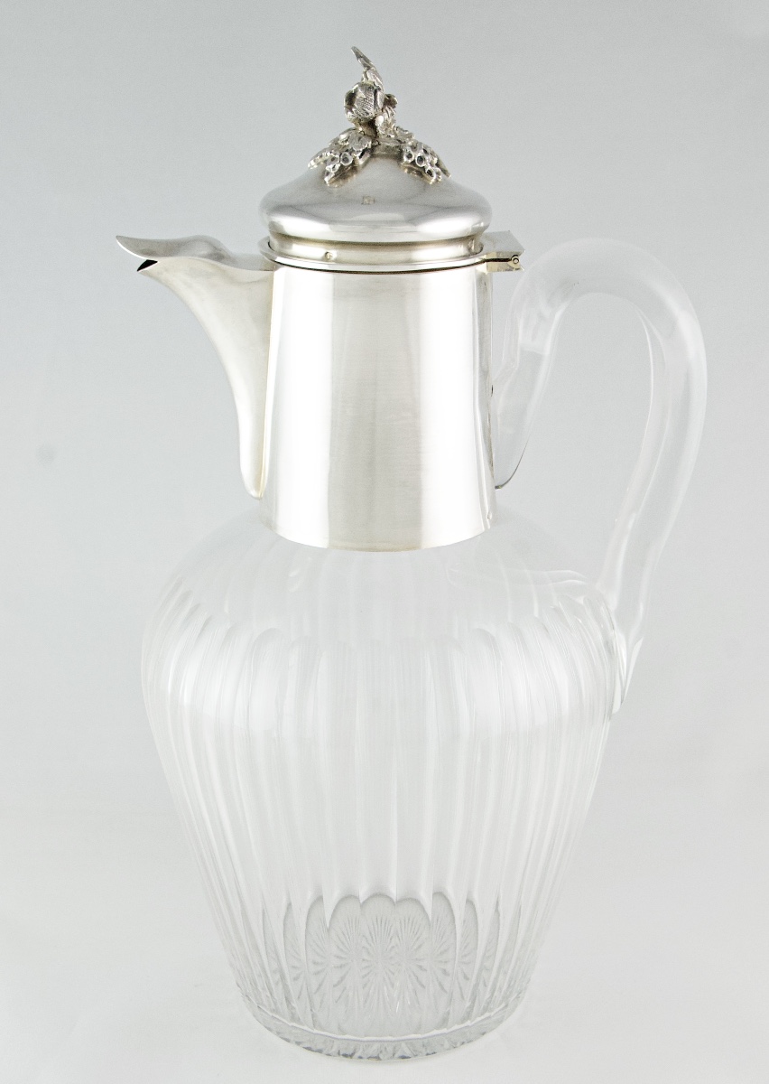 Claret Jug In Cut Crystal, Solid Silver And Vermeil, Attributed To Baccarat, Paris Late 19th C.-photo-4