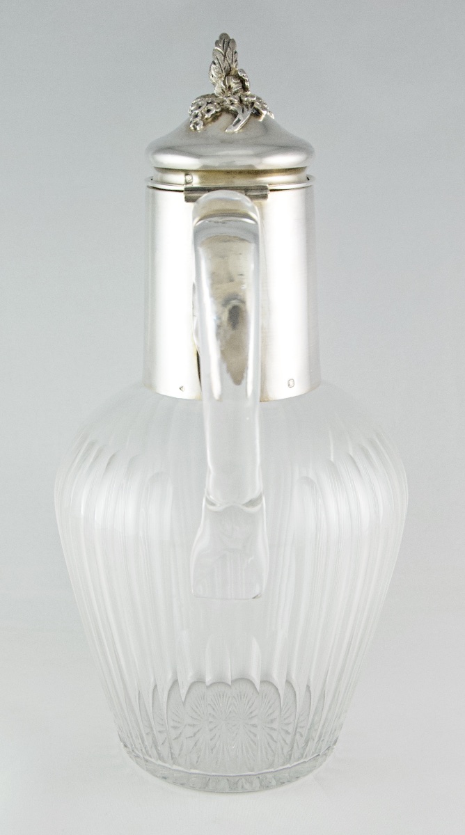 Claret Jug In Cut Crystal, Solid Silver And Vermeil, Attributed To Baccarat, Paris Late 19th C.-photo-2