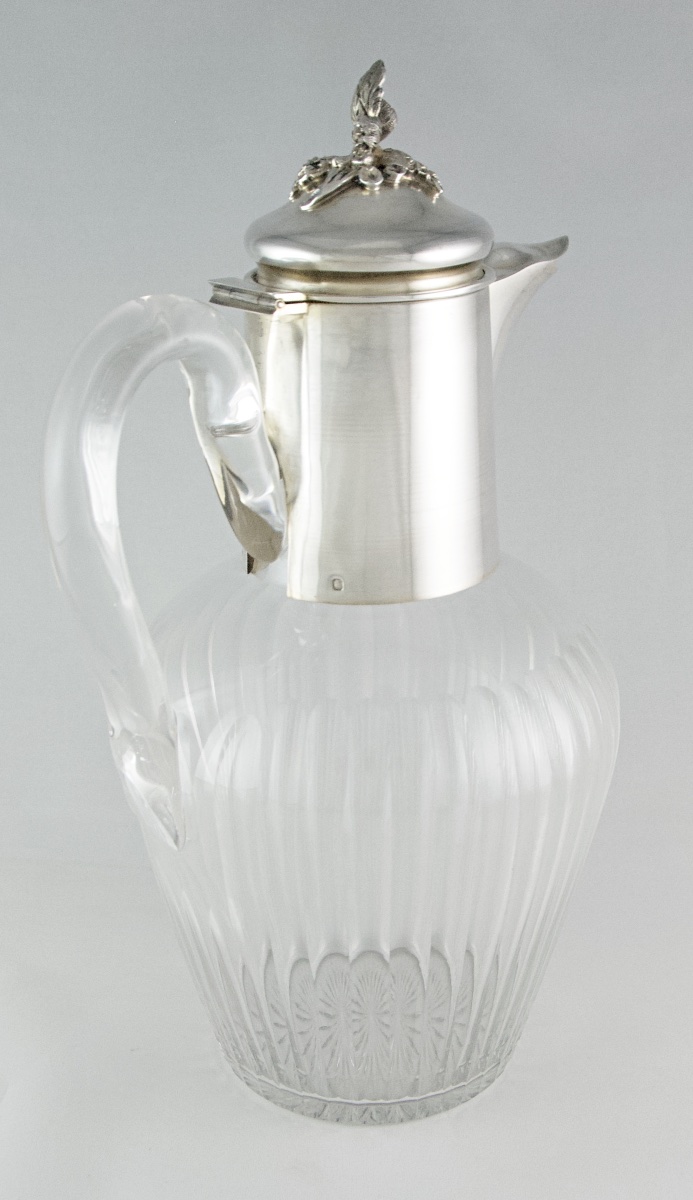 Claret Jug In Cut Crystal, Solid Silver And Vermeil, Attributed To Baccarat, Paris Late 19th C.-photo-3