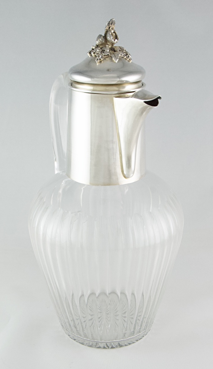 Claret Jug In Cut Crystal, Solid Silver And Vermeil, Attributed To Baccarat, Paris Late 19th C.-photo-4