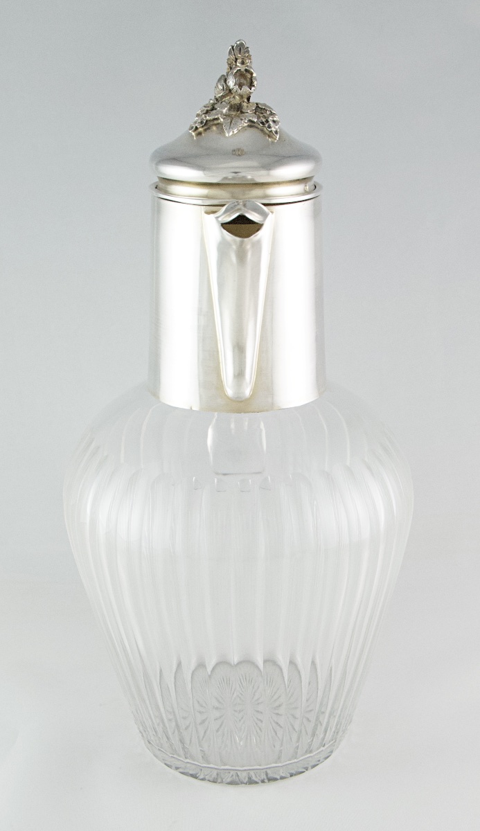 Claret Jug In Cut Crystal, Solid Silver And Vermeil, Attributed To Baccarat, Paris Late 19th C.-photo-5