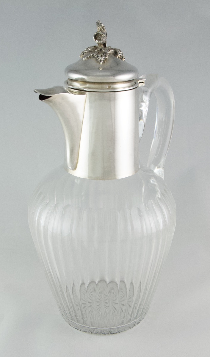 Claret Jug In Cut Crystal, Solid Silver And Vermeil, Attributed To Baccarat, Paris Late 19th C.-photo-6