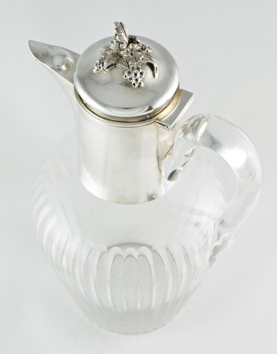 Claret Jug In Cut Crystal, Solid Silver And Vermeil, Attributed To Baccarat, Paris Late 19th C.-photo-7