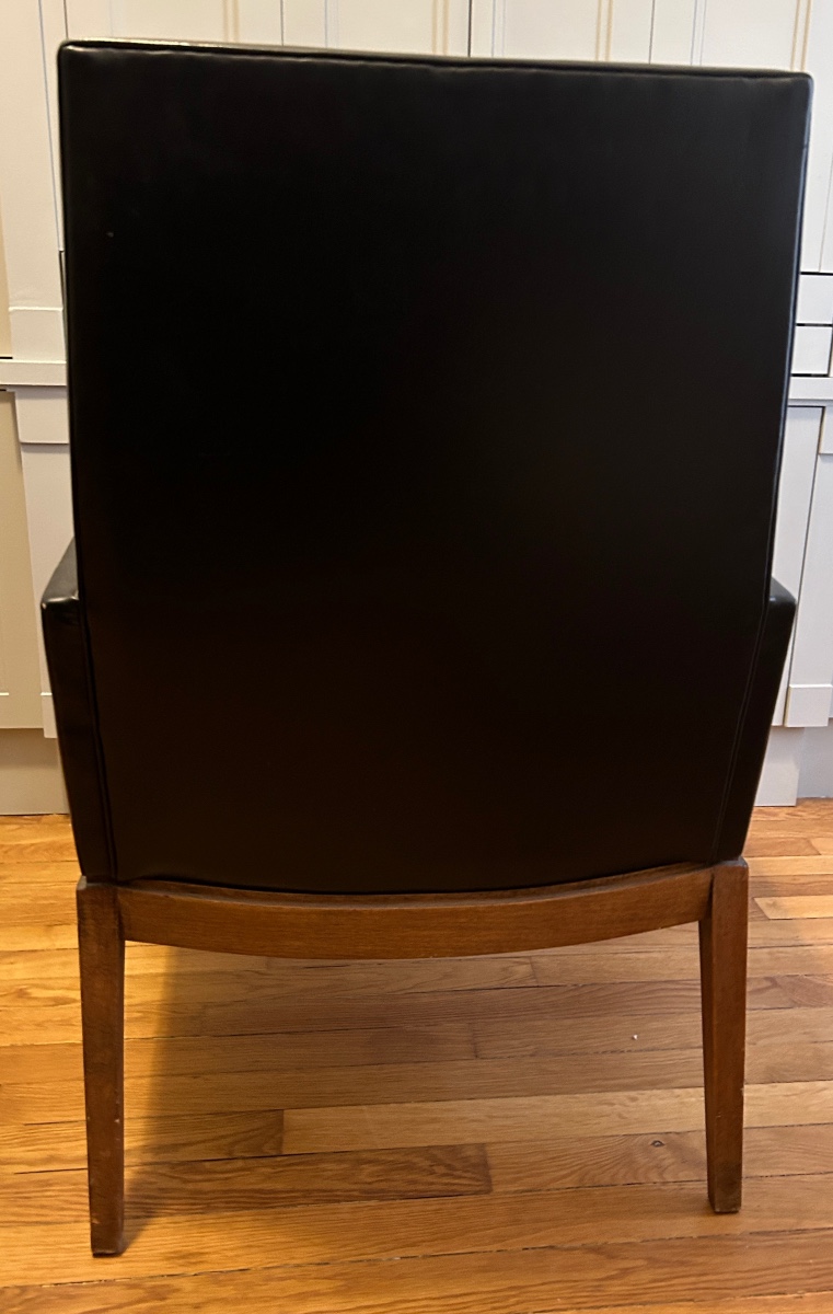 Modernist Armchair In Wood And Black Synthetic Leather, Circa 1960-photo-7
