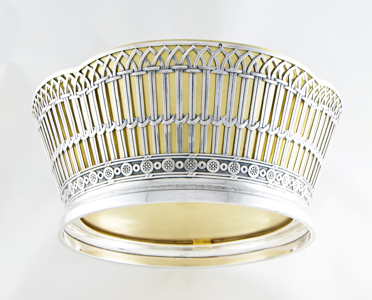 RISLER & CARRÉ – Centre de table jardinière en argent massif à décor de vannerie-photo-2