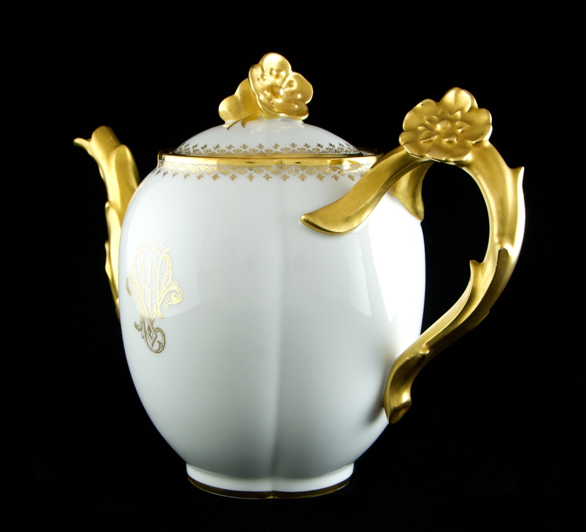 GUÉRIN Limoges – Service à thé café aux fleurs de cerisier de 27 pièces de porcelaine-photo-4