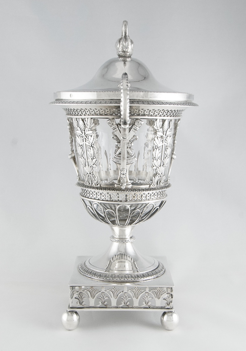 Paris 1809-1819 - Drageoir Empire en argent massif au cygne par D. Garreau-photo-3