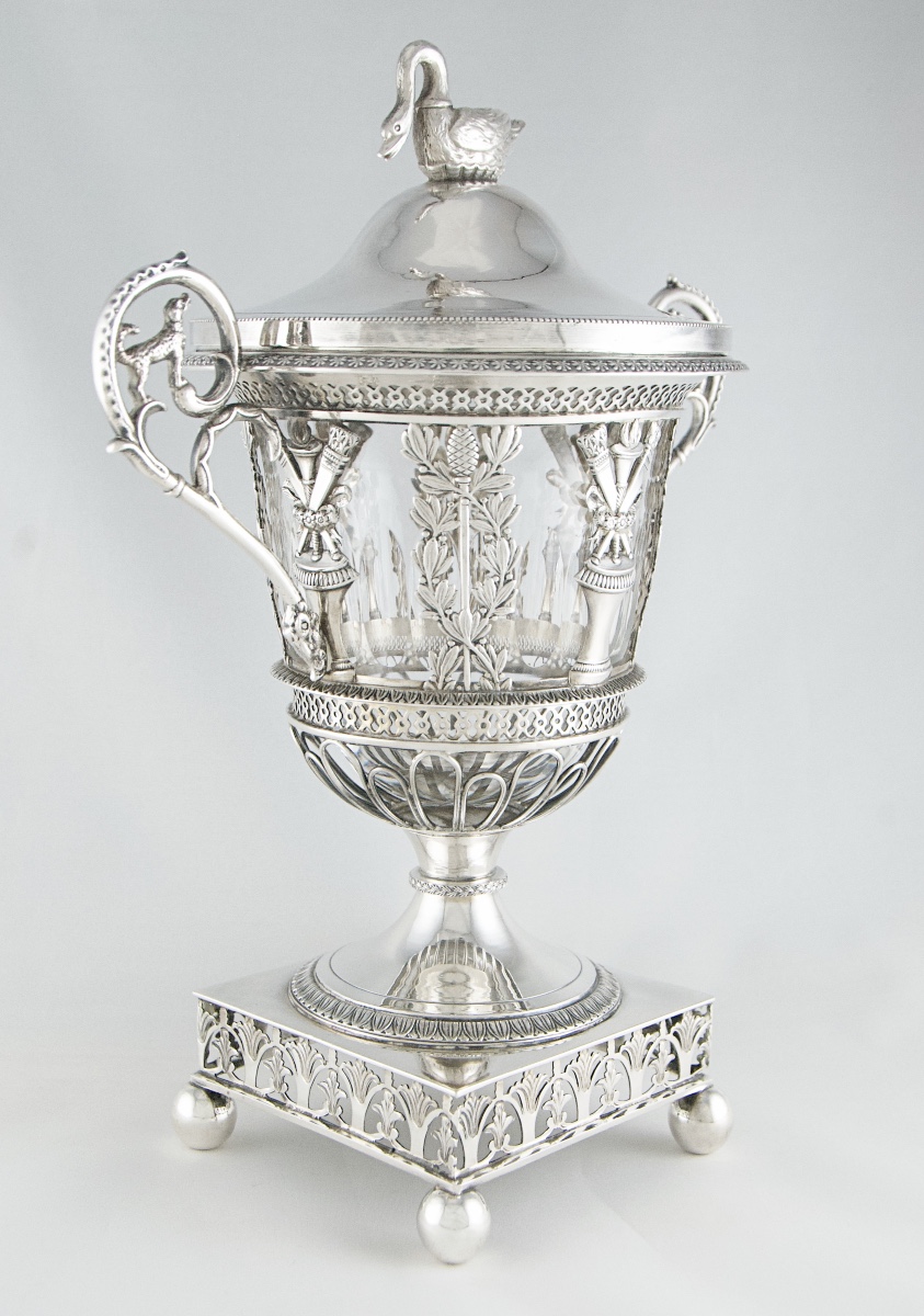 Paris 1809-1819 - Drageoir Empire en argent massif au cygne par D. Garreau-photo-4