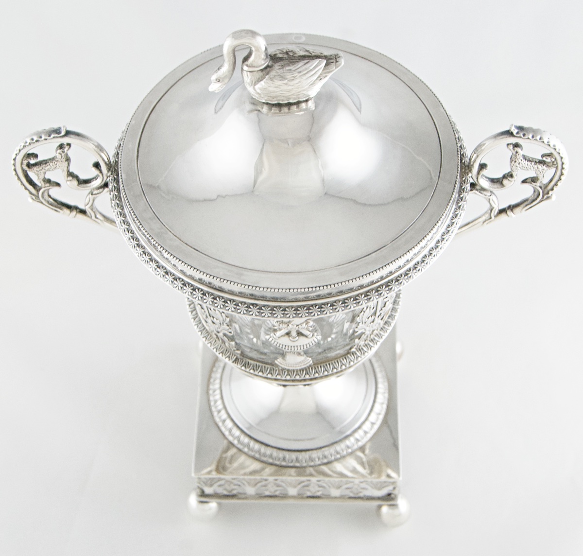 Paris 1809-1819 - Drageoir Empire en argent massif au cygne par D. Garreau-photo-8