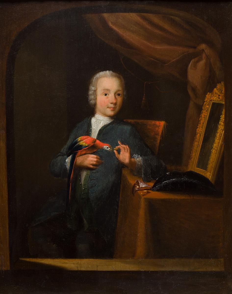 Child With Parrot, German School Eighteenth Century-photo-2