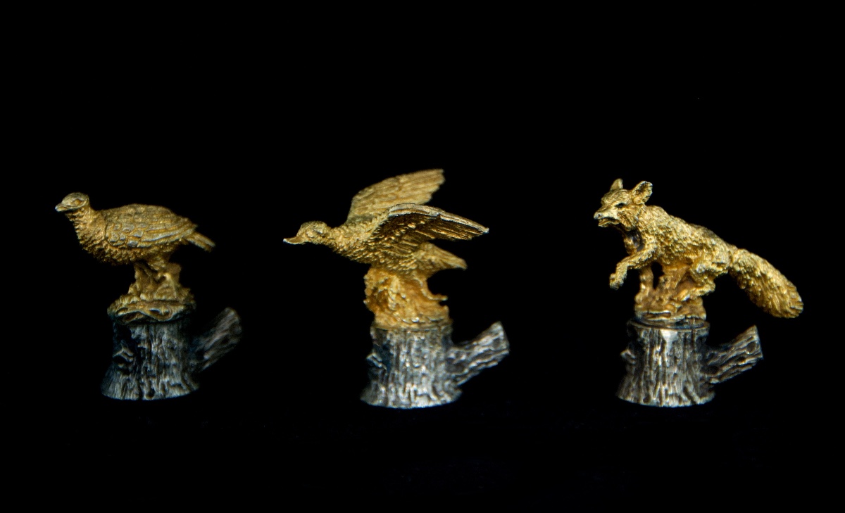 Suite Of 12 Solid Silver And Vermeil Hunting Name Tags, Florence 20th Century-photo-2